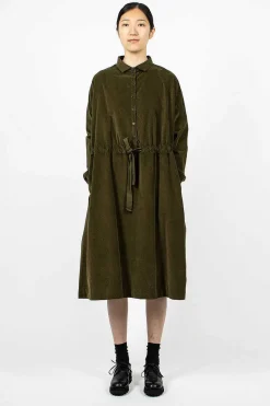 31_195 Collar Drawstring Dress Olive