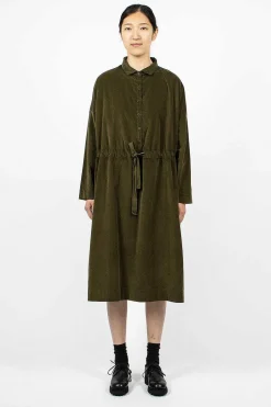 31_195 Collar Drawstring Dress Olive