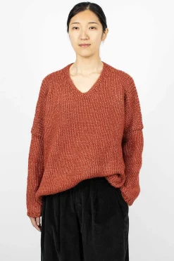 40_212 Oversized V-Neck Red