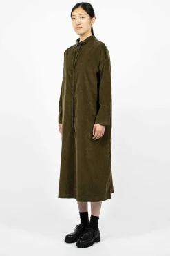 31_198 Velvet Collar Dress Olive
