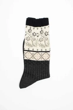 Am-770 Floral Mosaic Socks Charcoal