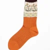 Am-770 Floral Mosaic Socks Orange