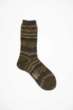 Am-763 Floret Terrace Socks Khaki