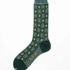 Am-776 Flower Grid Socks Green