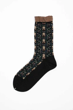 Am-774 Wall Flower Socks Black