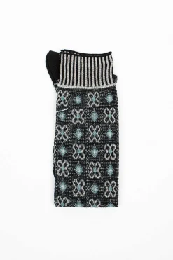Am-776Hs Flower Grid Socks Black