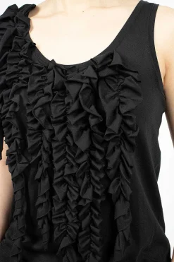 Asymmetric Ruffle Top Black