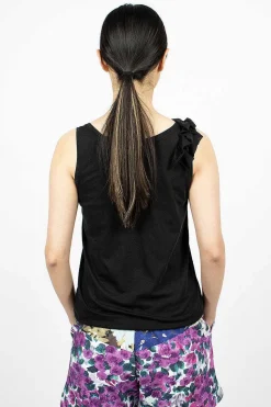 Asymmetric Ruffle Top Black