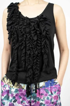 Asymmetric Ruffle Top Black