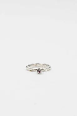 Bar Silver And Ruby Bud Ring