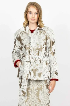 Belted Coat Ecru Tapestry