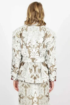 Belted Coat Ecru Tapestry