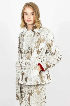 Belted Coat Ecru Tapestry