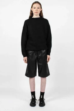 Bermuda Wide Leather Shorts Black