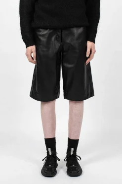Bermuda Wide Leather Shorts Black