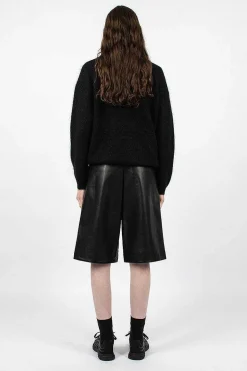 Bermuda Wide Leather Shorts Black