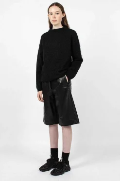 Bermuda Wide Leather Shorts Black