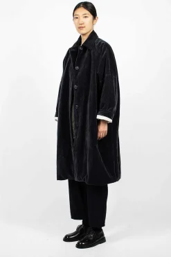 Big Blobby Velvet Coat Navy