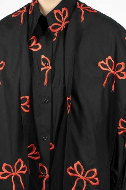 Bow Embroidered Shirt Black/Red