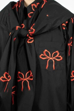 Bow Embroidered Shirt Black/Red