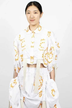 Bow Wreath Slider Shirt White/Clementine