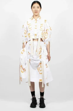 Bow Wreath Slider Skirt White/Clementine