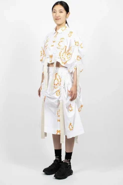 Bow Wreath Slider Skirt White/Clementine