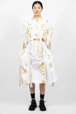 Bow Wreath Slider Skirt White/Clementine