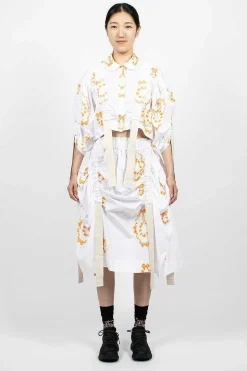 Bow Wreath Slider Skirt White/Clementine