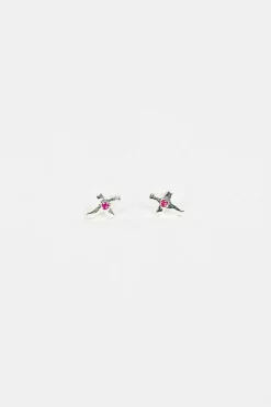 C18 Cross Earrings Ruby