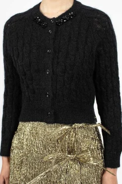 Cable Knit Cardigan Black