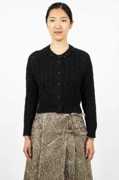 Cable Knit Cardigan Black