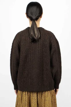 Cable 2Way Cardigan Brown