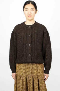 Cable 2Way Cardigan Brown