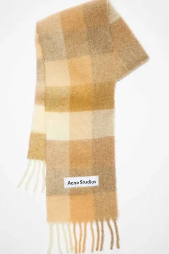 Checked Scarf White/Beige