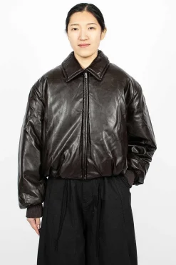 Coated Bomber Jacket Dark Brown
