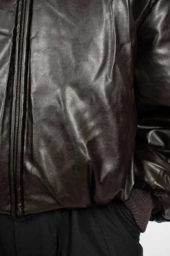 Coated Bomber Jacket Dark Brown