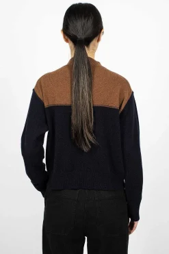 Colourblock Jumper Tobacco/Navy