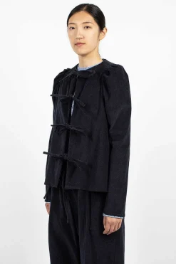 Cord Bow Shirt Navy