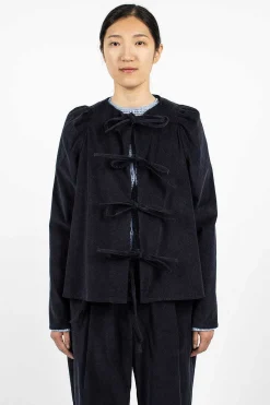 Cord Bow Shirt Navy