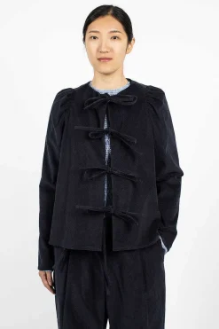Cord Bow Shirt Navy