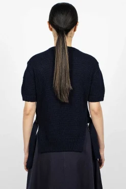 Cotton Knit Top Navy