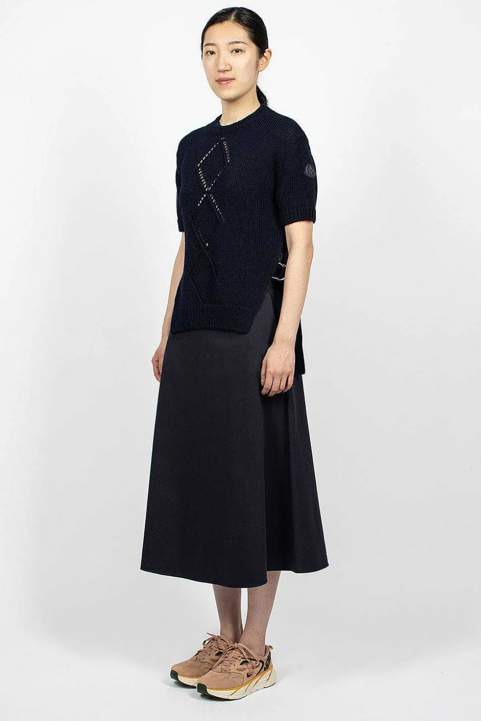 Cotton Midi Skirt Navy