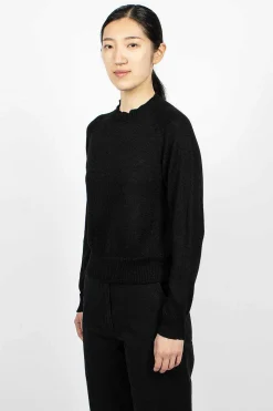 Crew Neck Black Linen/Cotton