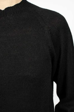 Crew Neck Black Linen/Cotton