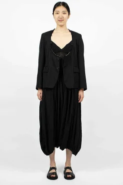 Cut-Off Collar Wool Jacket Black