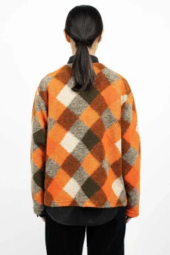 Diamond Knit Cardigan Orange/Olive