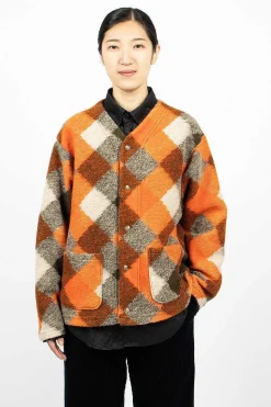 Diamond Knit Cardigan Orange/Olive