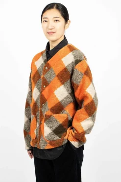 Diamond Knit Cardigan Orange/Olive