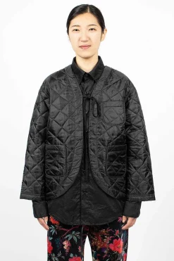 Diamond Quilted Cutaway Jacket Black